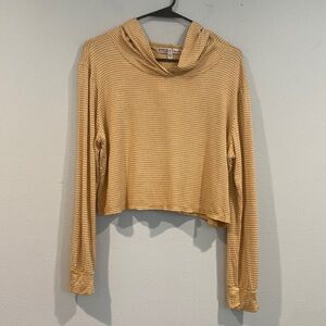 Gypsies & Moondust Orange and White Patterned Long Sleeve Cropped Top - Size L